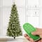 Glitzhome® 7.5ft Pre-Lit Green Cashmere Slim Pine Artificial Christmas Tree, Multicolor LED Lights
